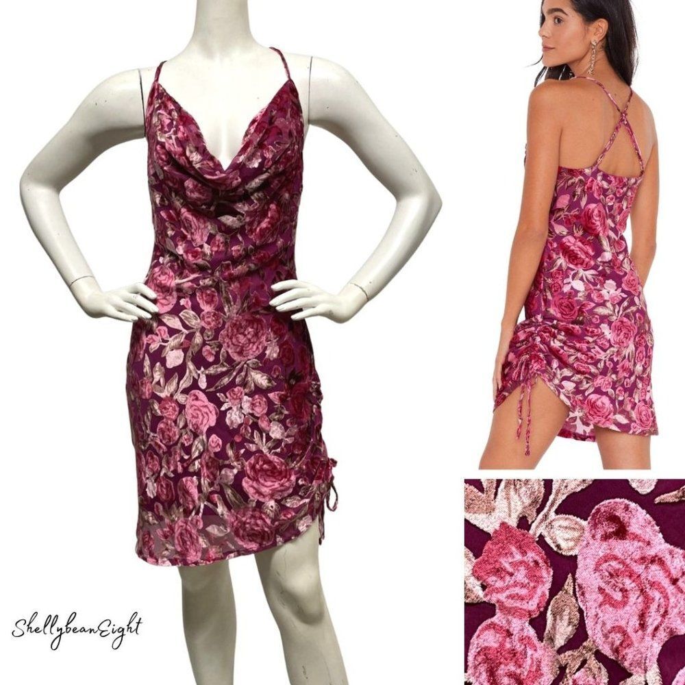 NASTY GAL Whats Growin Down Velvet BurnOut Dress 0